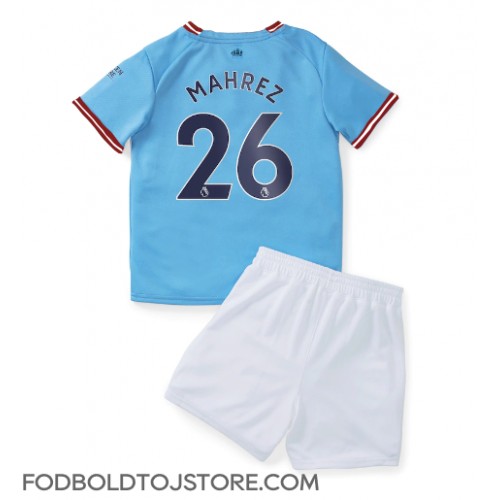 Manchester City Riyad Mahrez #26 Hjemmebanesæt Børn 2022-23 Kortærmet (+ Korte bukser)